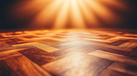 Wooden floor with sunlight. 3d rendering and 3d illustration.の写真素材