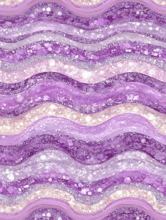 Seamless abstract pattern with waves and snowflakes in purple colorsの写真素材