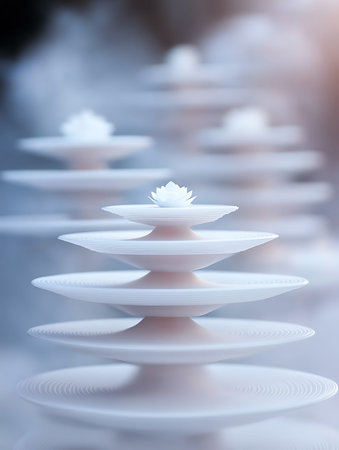White porcelain tableware on the background of a blue skyの写真素材
