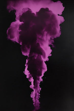 Purple cloud of smoke on a black background. Abstract background.の写真素材