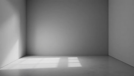 3d render of empty room with white wall and light from windowの写真素材