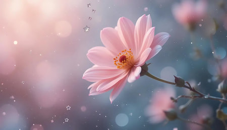 Pink flower with bokeh background,abstract nature background.の写真素材