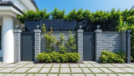 Modern house exterior with a garden. 3d rendering mock up image