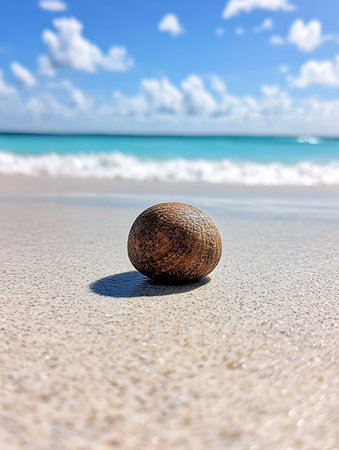 Coconut on the beach, Seychelles, Maheの写真素材