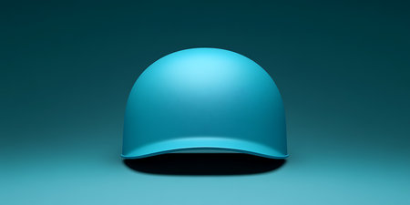 3d rendering of a blue cap on a blue background.の写真素材