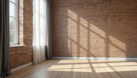 interior with large window, 3d render and vignetteの写真素材