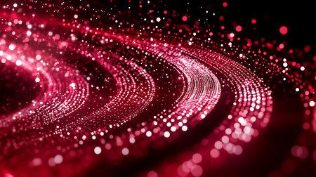 3d rendering of abstract red particles with depth of field and bokehの写真素材