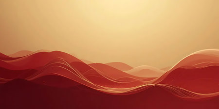 Abstract 3d rendering of red wavy background. Futuristic shape.の写真素材