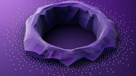 3d rendering of abstract geometric shape in purple background. Computer digital drawing.