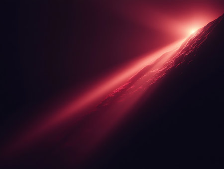 Abstract red background with space and stars. 3d render illustration.の写真素材
