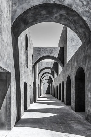 Architectural design of a corridor with arches. 3d renderの写真素材