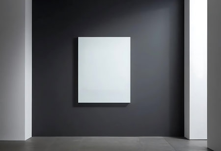 Blank poster on black wall. Mock up, 3D Renderingの写真素材