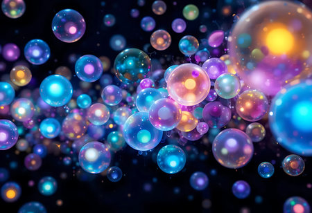 Abstract background with colorful bubbles. 3d rendering, 3d illustration.の写真素材