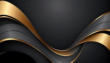 Luxury black and golden wave corporate background. Vector graphic design