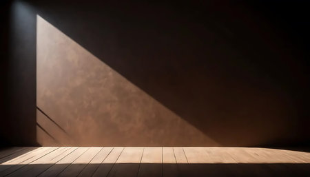 Empty room with wooden floor and light from the window. 3d renderingの写真素材