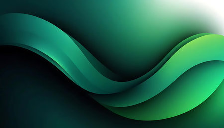 abstract green background with wavy lines and space for your textの写真素材