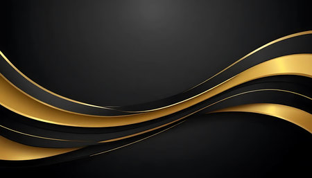 Luxury black and golden wavy corporate background. Vector designの写真素材