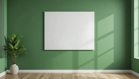 Modern bright interiors apartment with mockup poster frame 3D rendering illustrationの写真素材