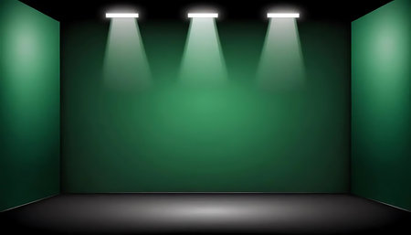 Green background with spotlights. Vector illustration for your design. Eps 10の写真素材