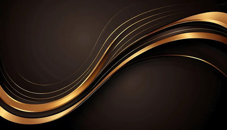 Abstract black and golden wavy background. Vector illustration eps10の写真素材