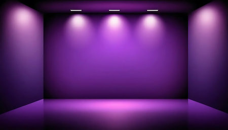 Purple stage with spotlights on the wall. Vector illustration.の写真素材