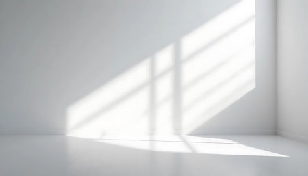 White empty room with shadow on the wall. 3D rendering.の写真素材