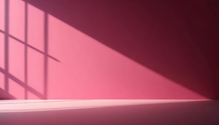 Empty room with pink wall and light from window. 3d renderingの写真素材