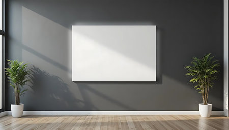 Modern bright interiors 3D rendering illustration with mockup poster frameの写真素材