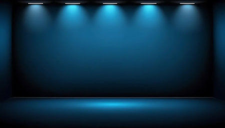 Blue studio background with spotlights. Vector illustration for your design.の写真素材