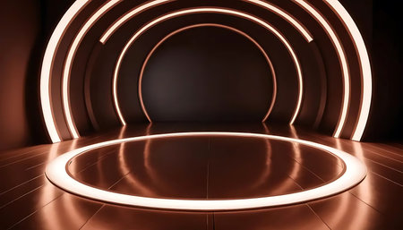 3d rendering, abstract background, empty room with neon light, modern designの写真素材