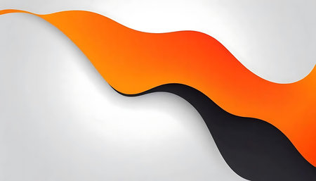 Abstract orange and black wavy background with copy space. Vector illustration.の写真素材