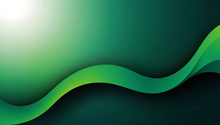 Abstract green background with wavy lines and sun. Vector illustration.の写真素材
