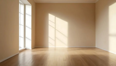Empty room with window and parquet floor. Nobody inside. 3d renderingの写真素材