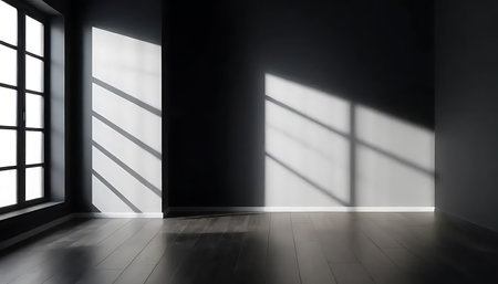 Empty room with window and sunlight. 3d rendering. Mock up.の写真素材