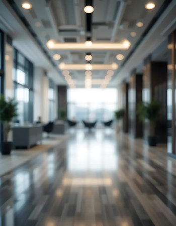 Abstract blur and defocused office lobby interior for background - Vintage Filterの写真素材