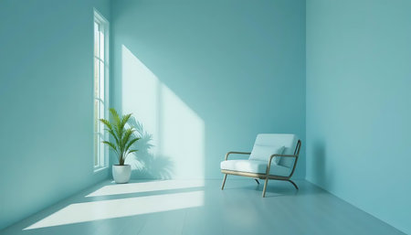 interior design with armchair and window, 3d render illustrationの写真素材