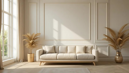interior with white sofa, 3d render, 3d illustrationの写真素材