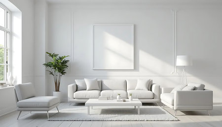Modern bright interiors apartment 3D rendering illustration mockup computer generated imageの写真素材