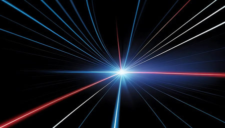 abstract rays of light on a black background, computer generated imagesの写真素材
