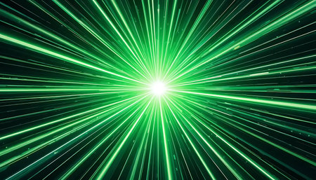 Green star burst background, 3d rendering computer generated image. Computer digital drawing.の写真素材