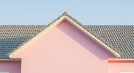 Modern house with a roof from a bituminous tile. Bituminous tile for a roof.の写真素材