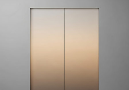 Modern elevator door on grey background. 3d rendering. Computer digital drawing.