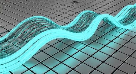 3d rendering of abstract background with waves in cyberspace.