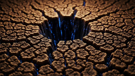 Cracks in the ground. Abstract background. 3D rendering.