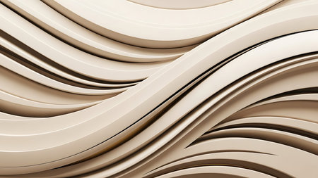 3d rendering of abstract background with smooth wavy lines in beige colors