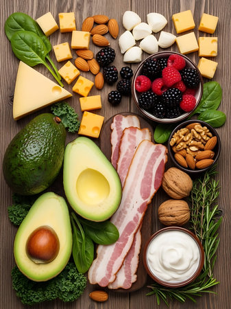 Foods rich in vitamin B6 on wooden background. Top view