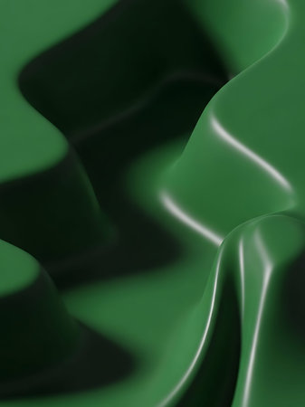 Abstract background of green silk or satin. 3d render illustrationの写真素材