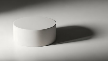 White round podium on a white background. 3d render illustration.の写真素材