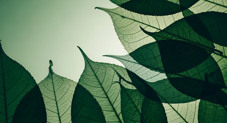 Leaves background with copy space for text or image. Nature concept.の写真素材