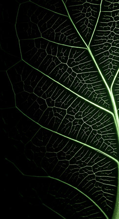 close up of green leaf texture with light and shadow for abstract background